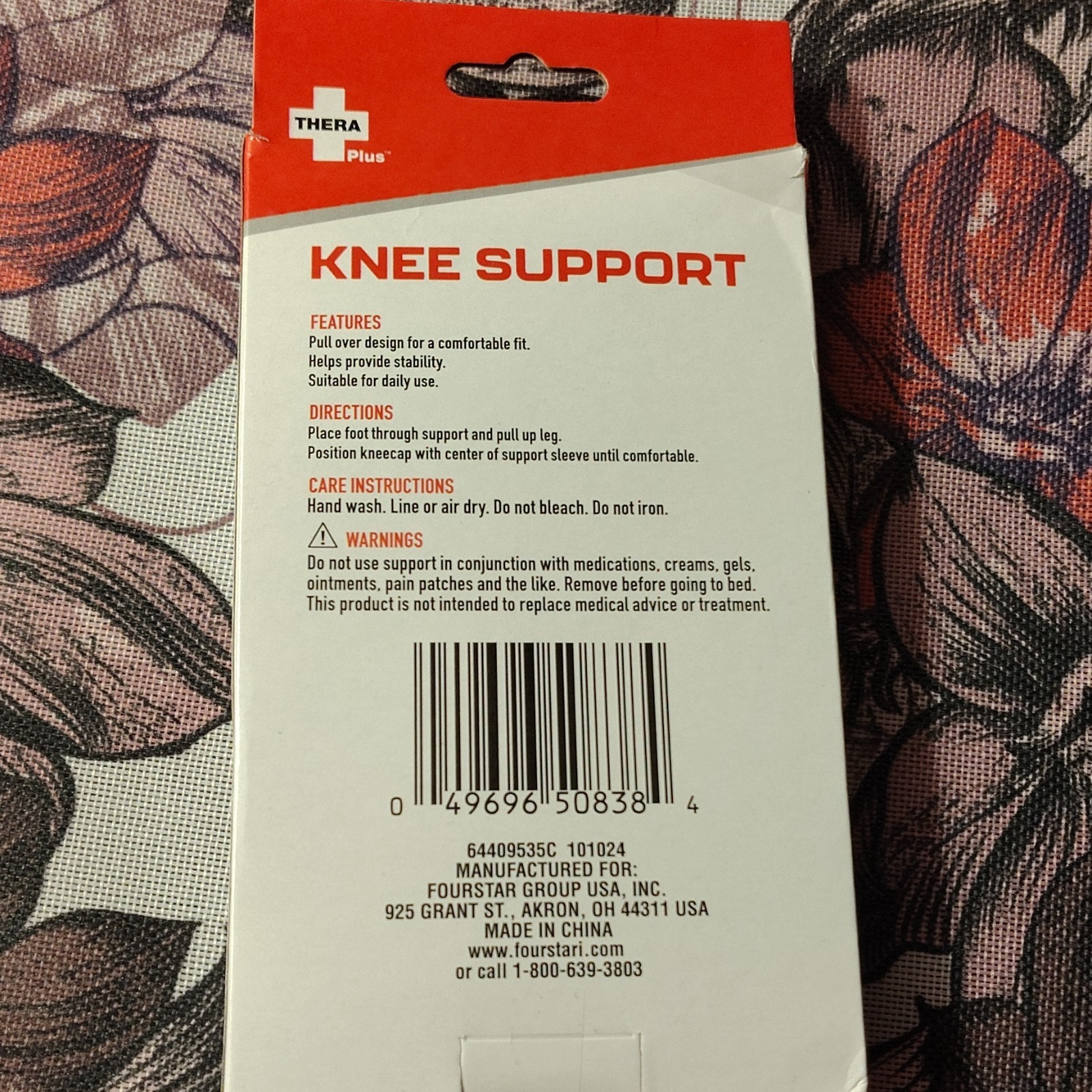 Thera Plus Knee Support Pull Over Design Black Sleeve for Stabilization