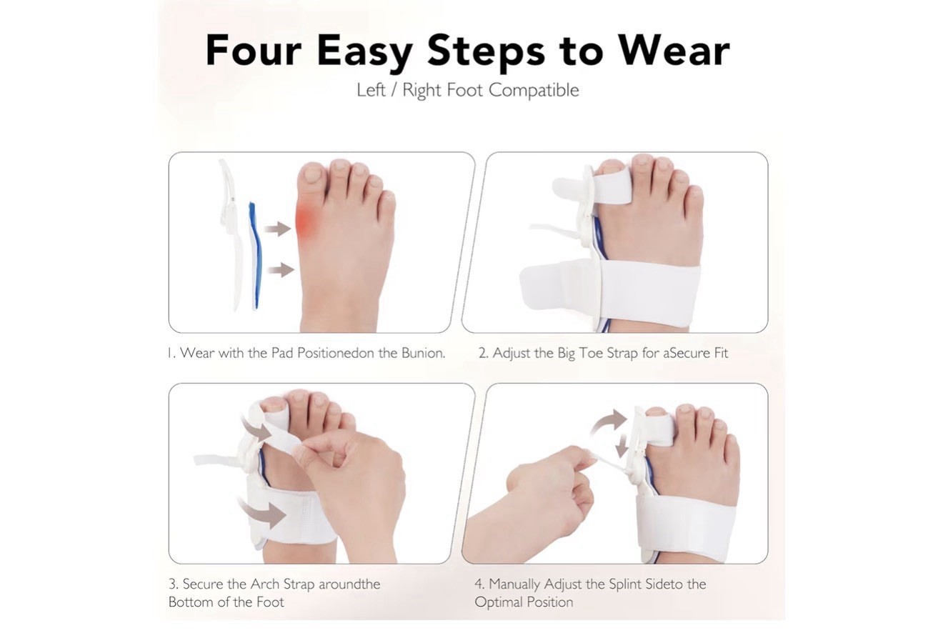 Silicone Hallux Valgus Bunion Corrector Adjustable Removable Brace White One