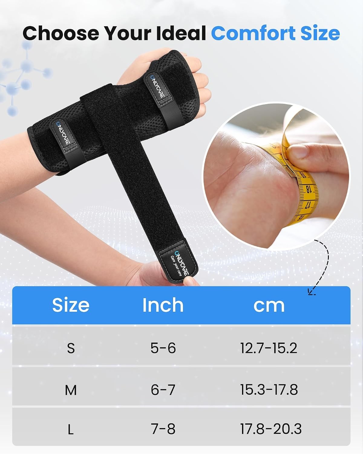 ONLYCARE FSA HSA Carpal Tunnel Wrist Brace Fit Right Hand, Adjustable Size: S