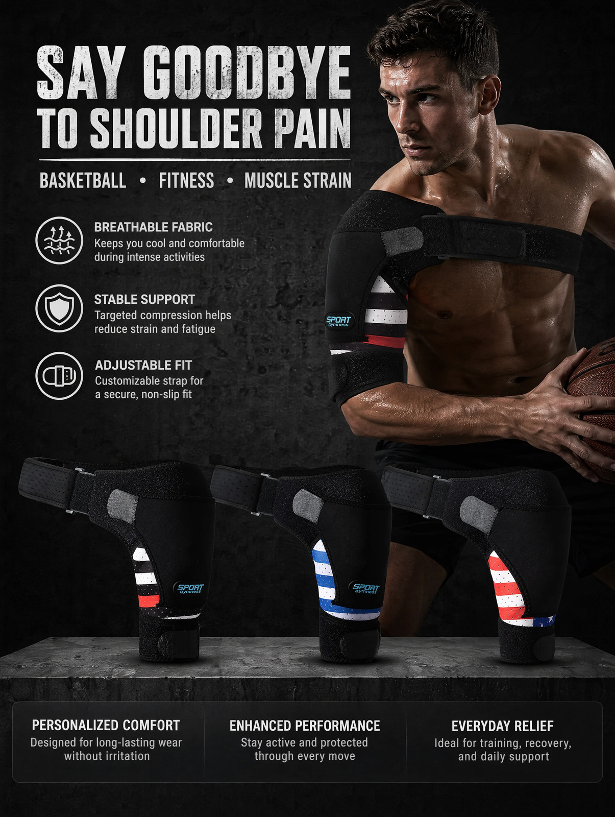 New Shoulder Support Brace, Adjustable Shoulder Stability Brace with Ice Pocket