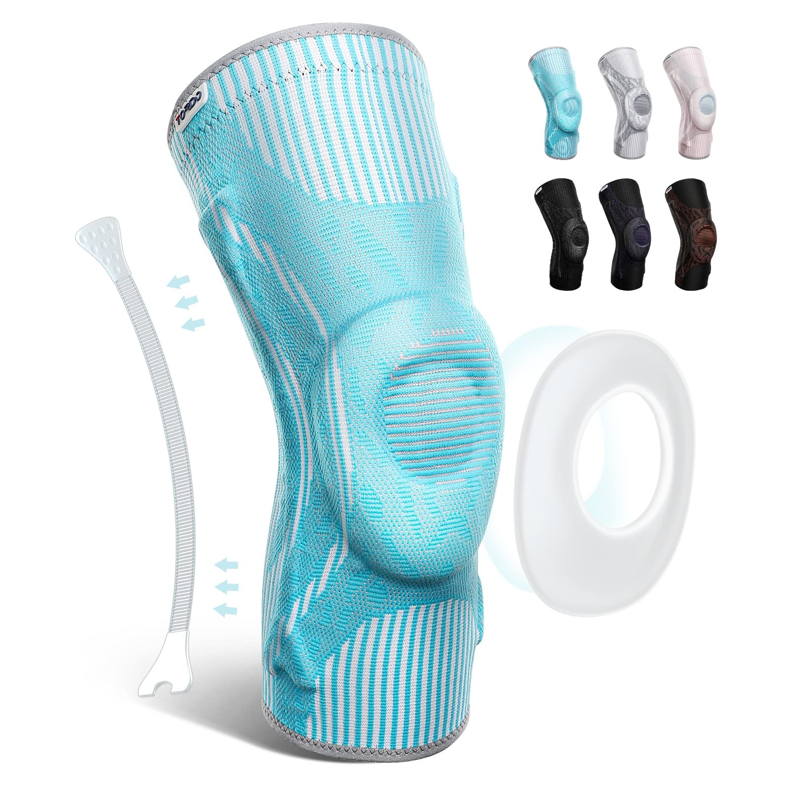 TORDO TDKB1091 Knee Brace Compression Sleeve with Gel Pad Side Stabilizers for