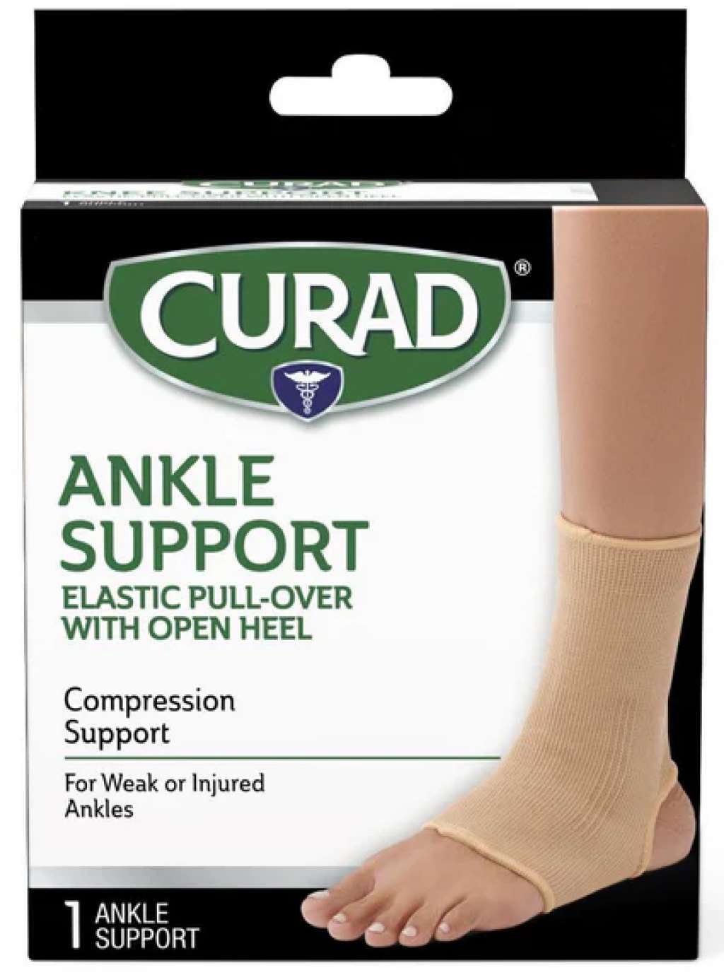 Curad Open Heel Ankle Supports (Beige) Medium