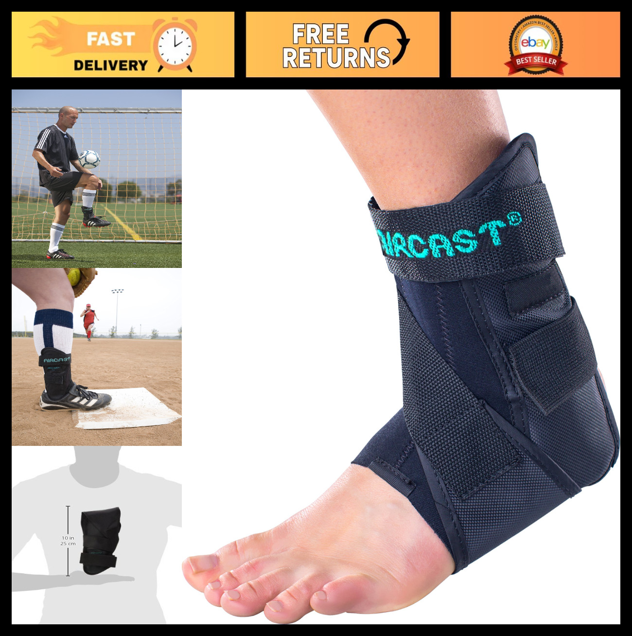 Durable Ankle Brace for Chronic Instability – Comfortable Support, Medium, Left