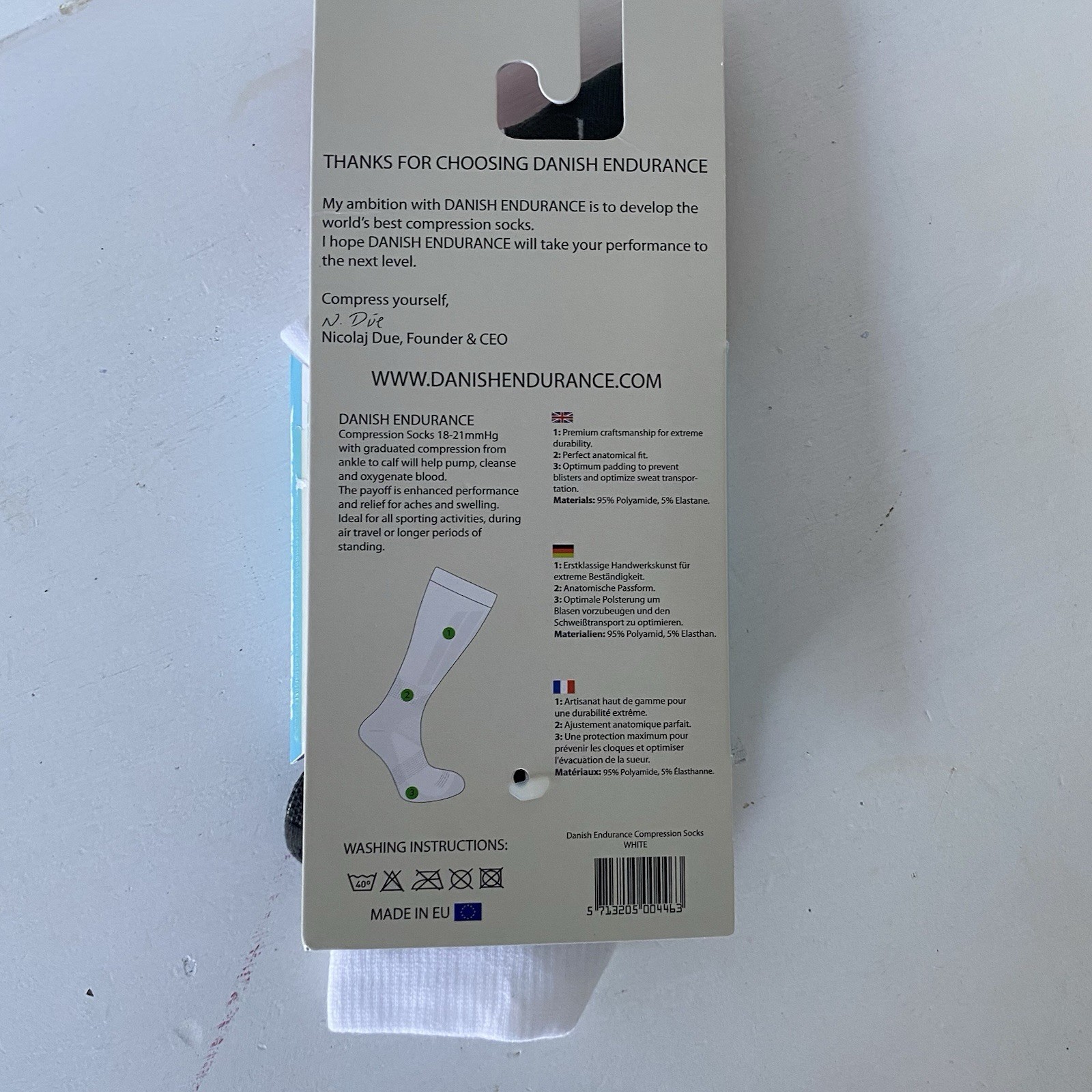 Danish Endurance Compression Socks Men 9.5-12.5 Women 11-13 White 18-21 Mm Hg