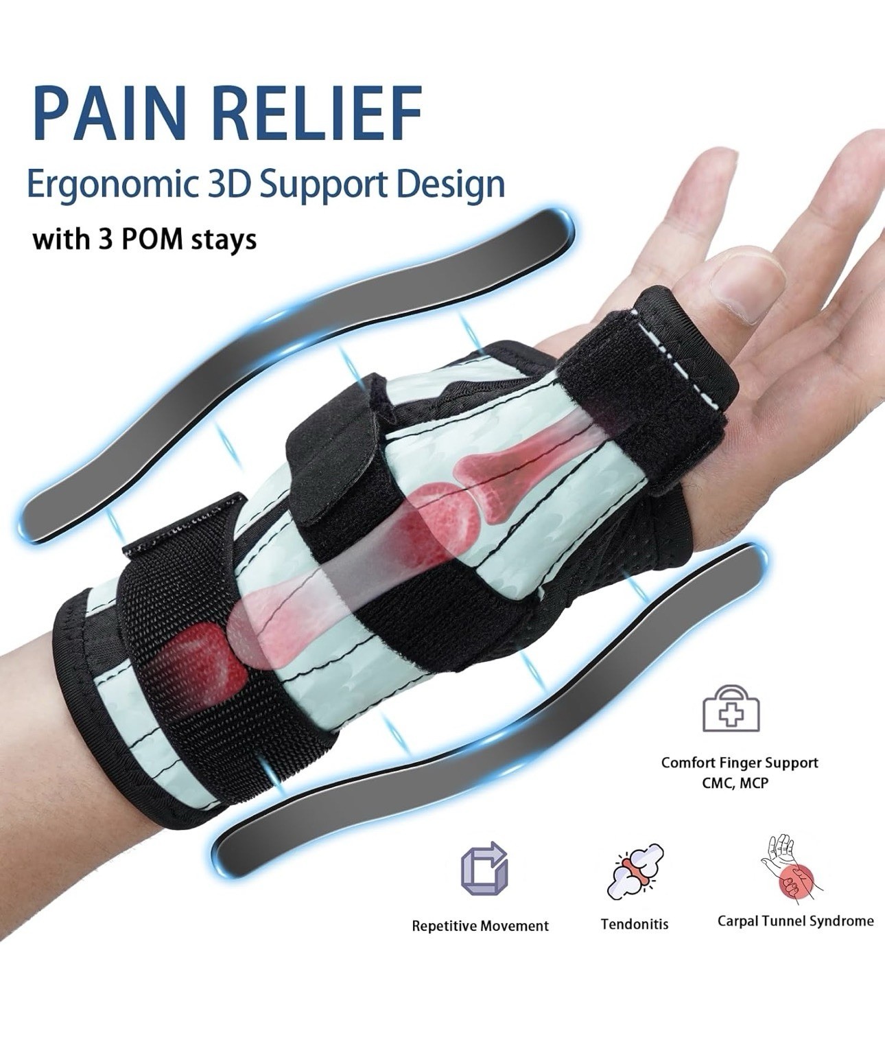 Kenspeed Wrist & Thumb Brace Left Hand Carpal Tunnel Wrist Brace Night Support T