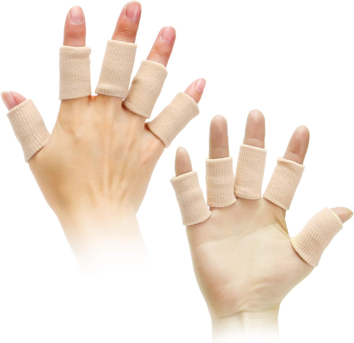20 Pieces Finger Protector Sleeves Elastic Thumb 20 Count (Pack of 1), Beige
