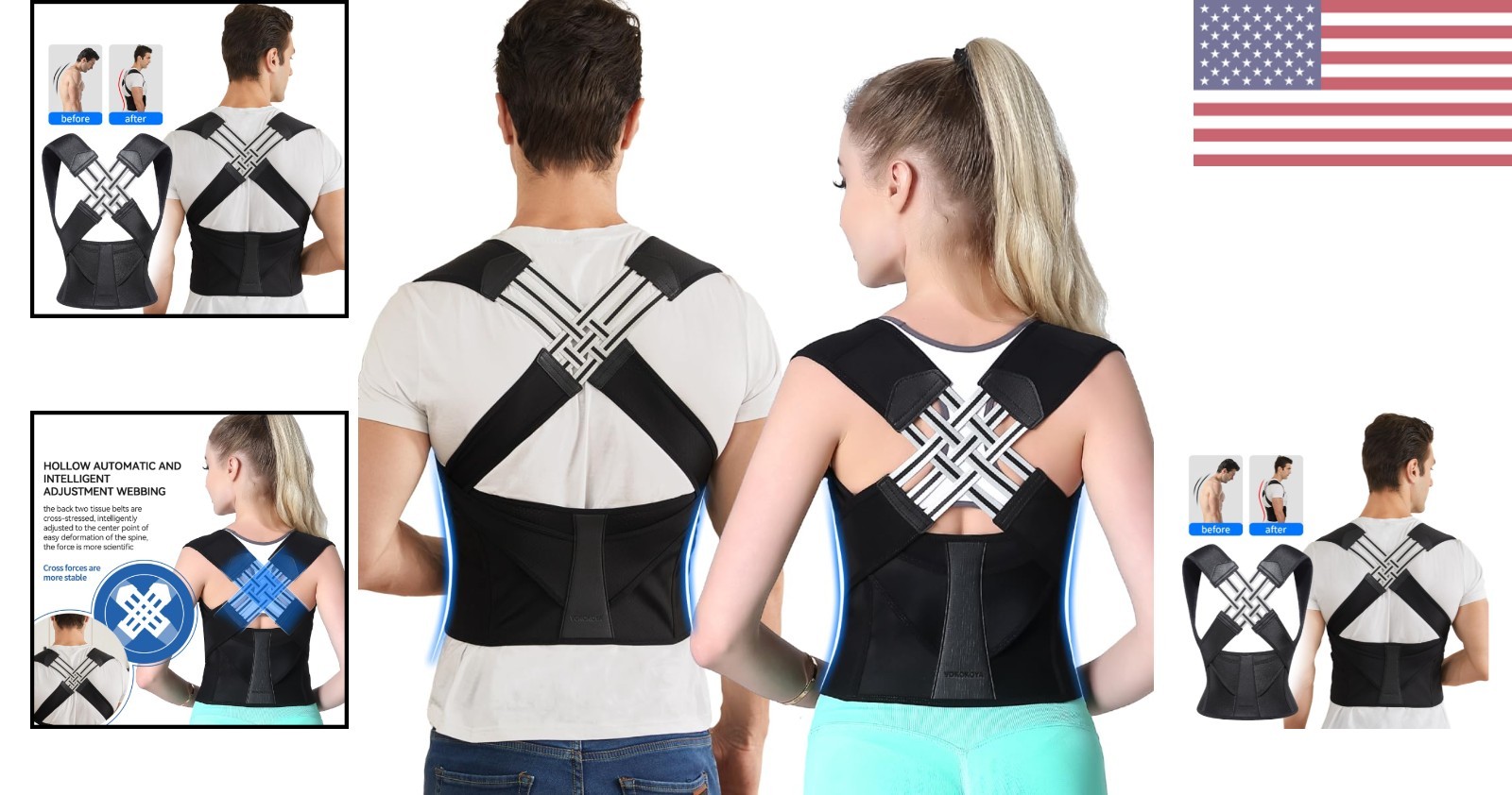 Posture Corrector for Men and Women – X-Large Adjustable Back Brace, Pain Relief