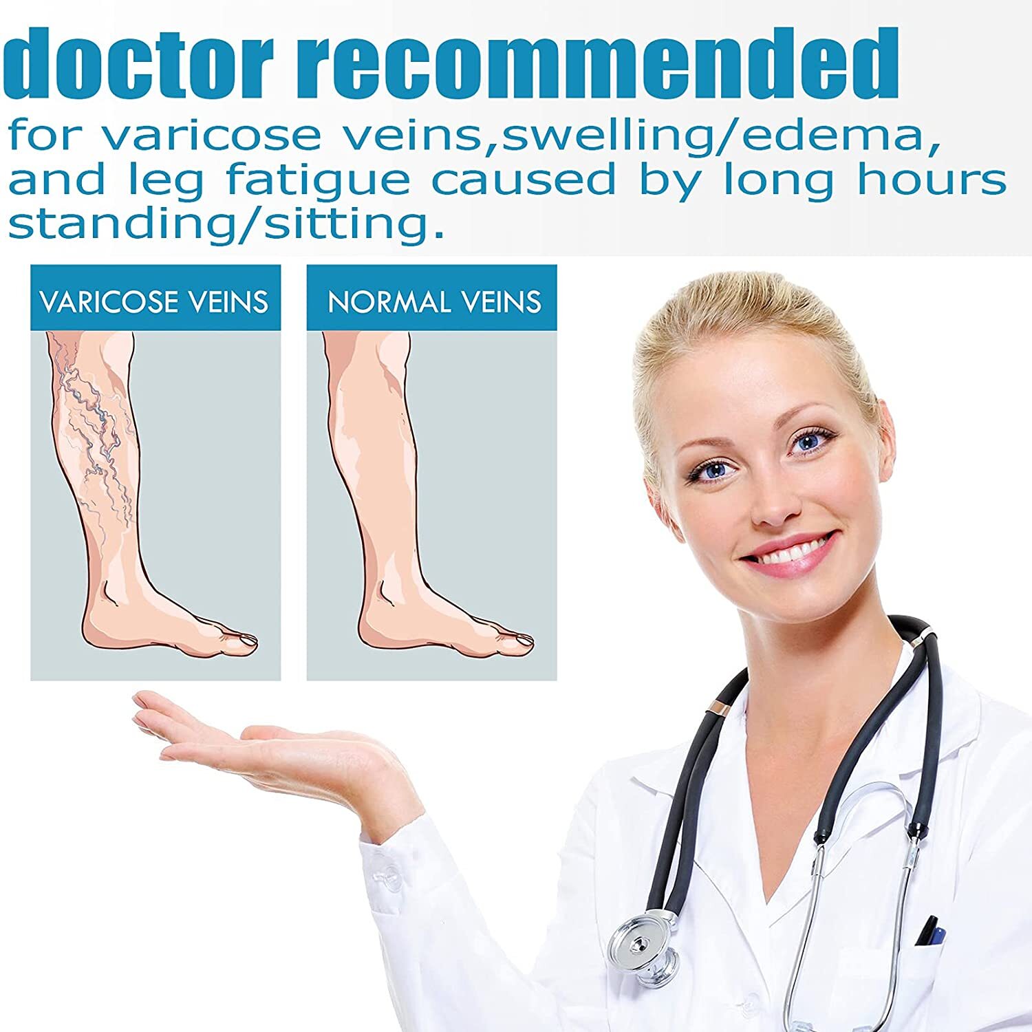 Plus Size XL-3XL Medical Graduated High Support Wide Calf Compression Socks