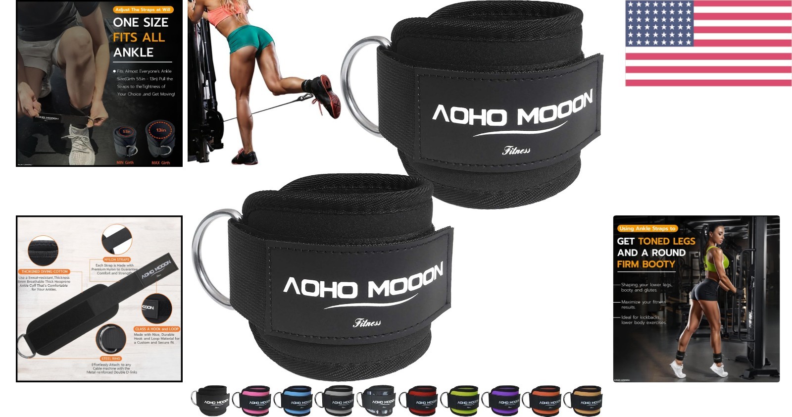 Adjustable Ankle Strap Set for Glute Kickbacks – Durable & Comfortable Cuffs