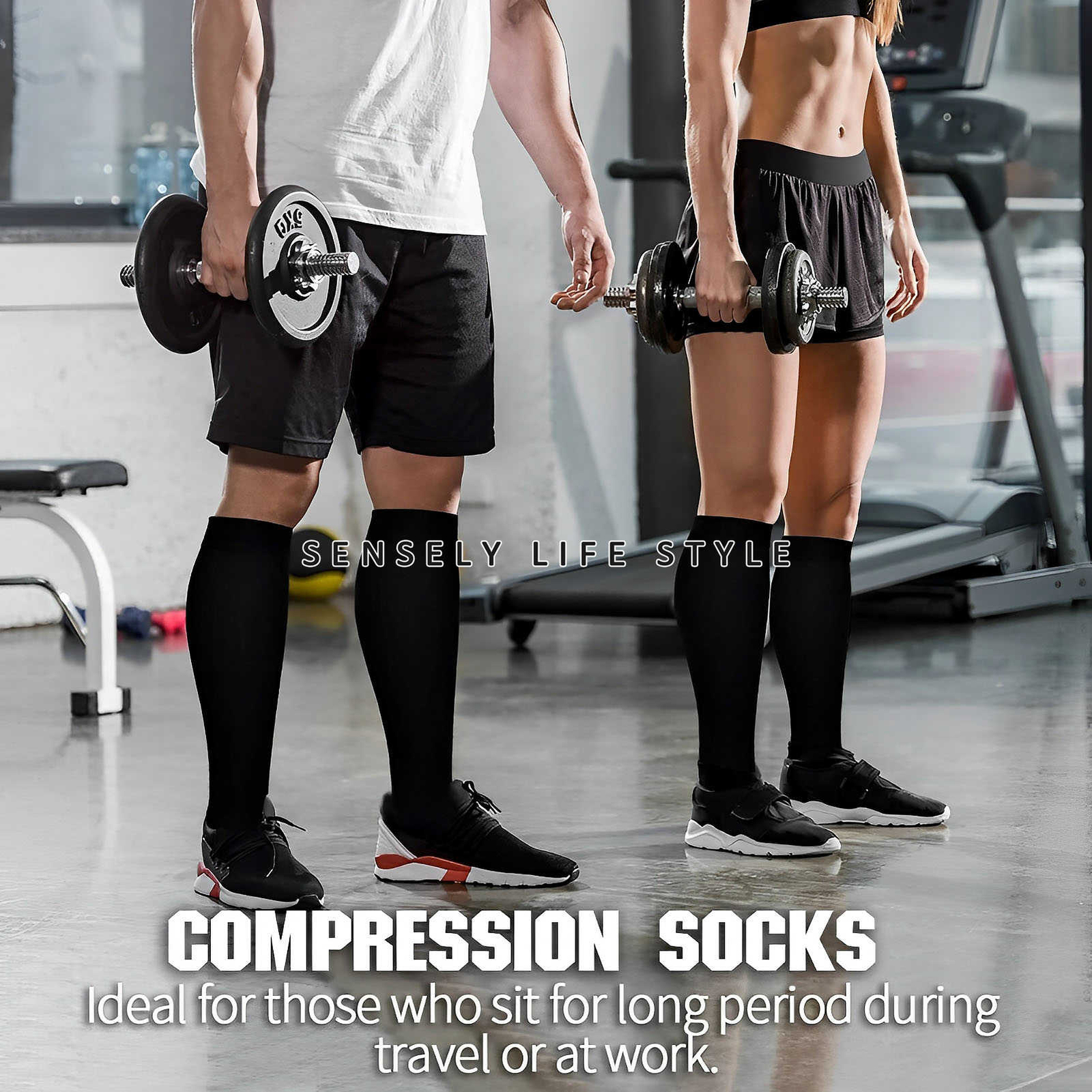 3x Opaque Knee High Compression Socks 15-20 mmHg Leg Socks Foot Size LG: 5-13 US