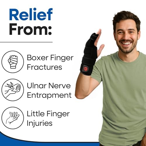 Pinky Finger Splint Boxer Fracture Brace | Ulnar Gutter Medium Black Left Hand