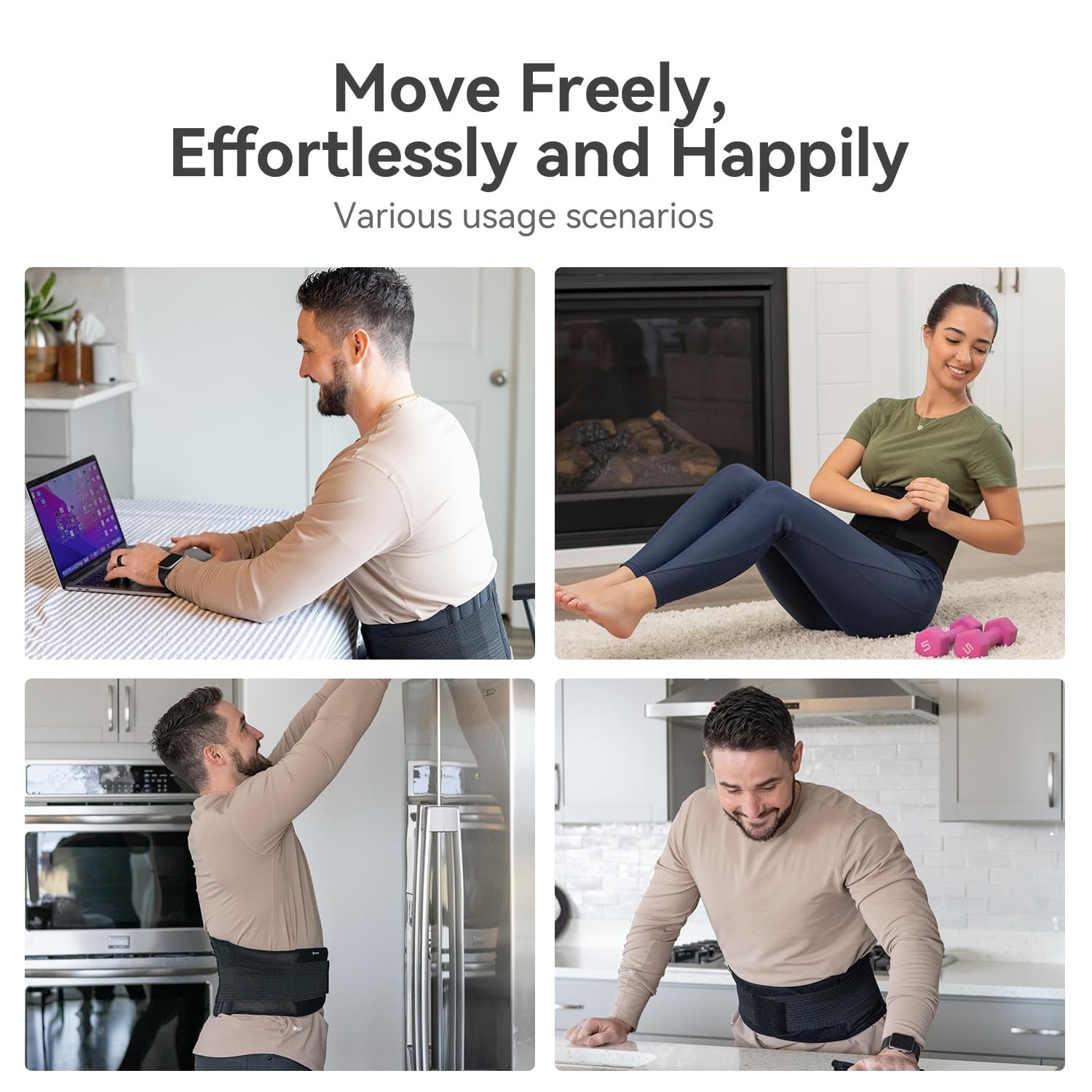 Copper-Infused Back Support Brace – Lightweight Lumbar Belt with 6 Supportive…