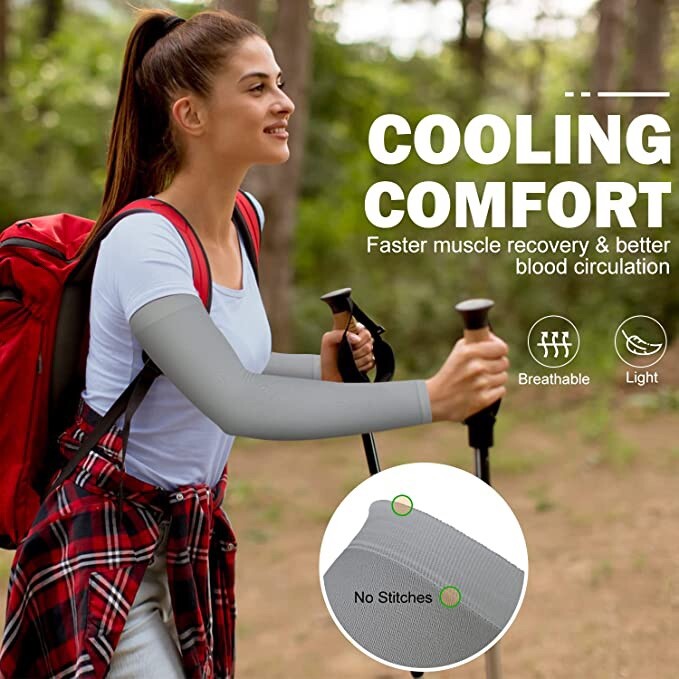Compression Arm Sleeves Pair, UV Sun Protection Arm Sleeve, Cooling Arm Sleeve!