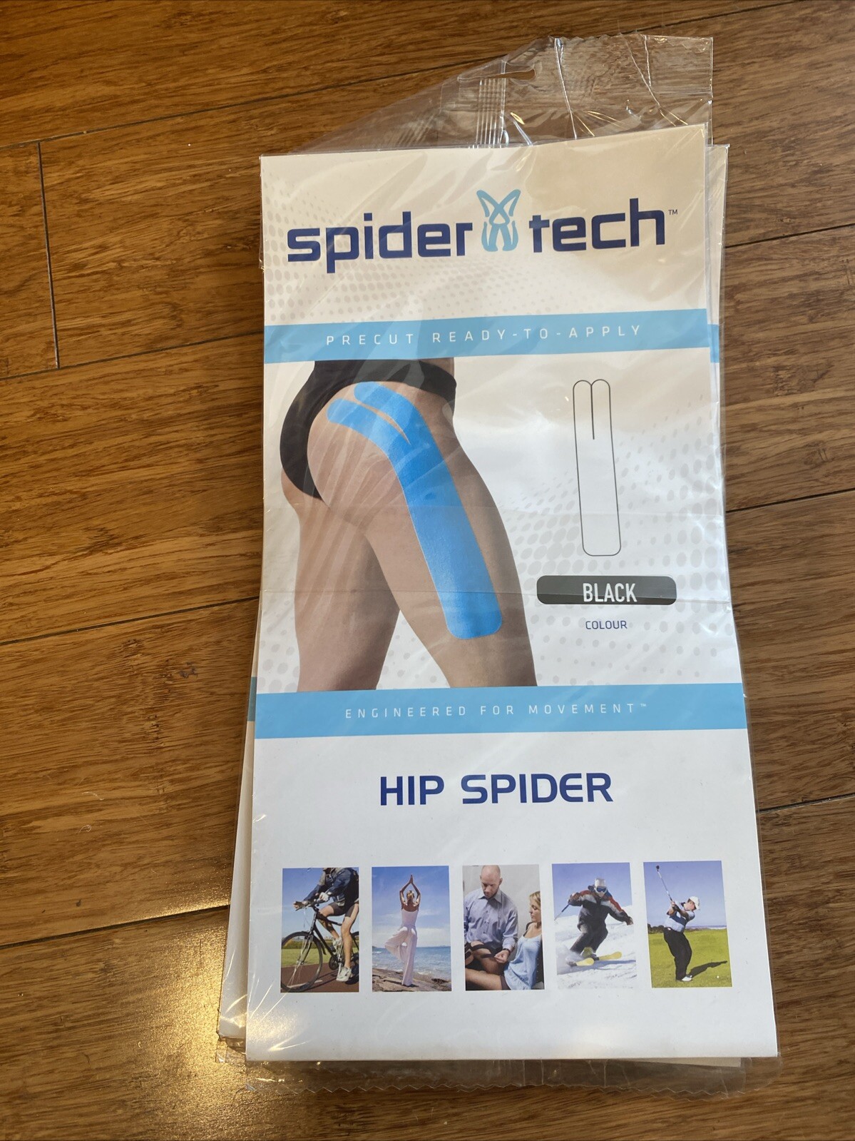 Spider Yech pre-cut, ready to apply hip Kinesiology Tape – Pack Of 3 Black
