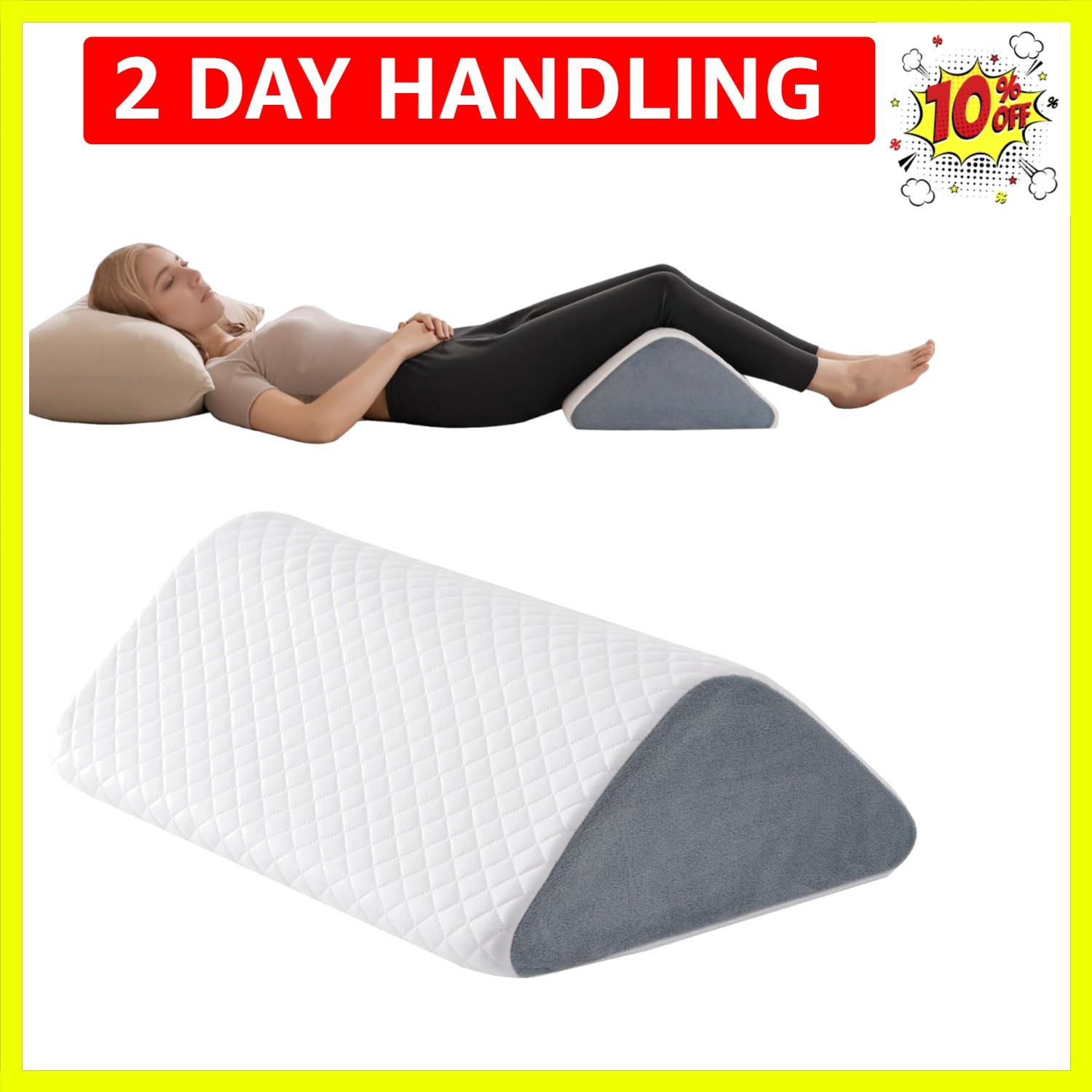 Knee Wedge Pillow 6.3” for Post-Surgery Recovery-Leg Elevation Support for S…
