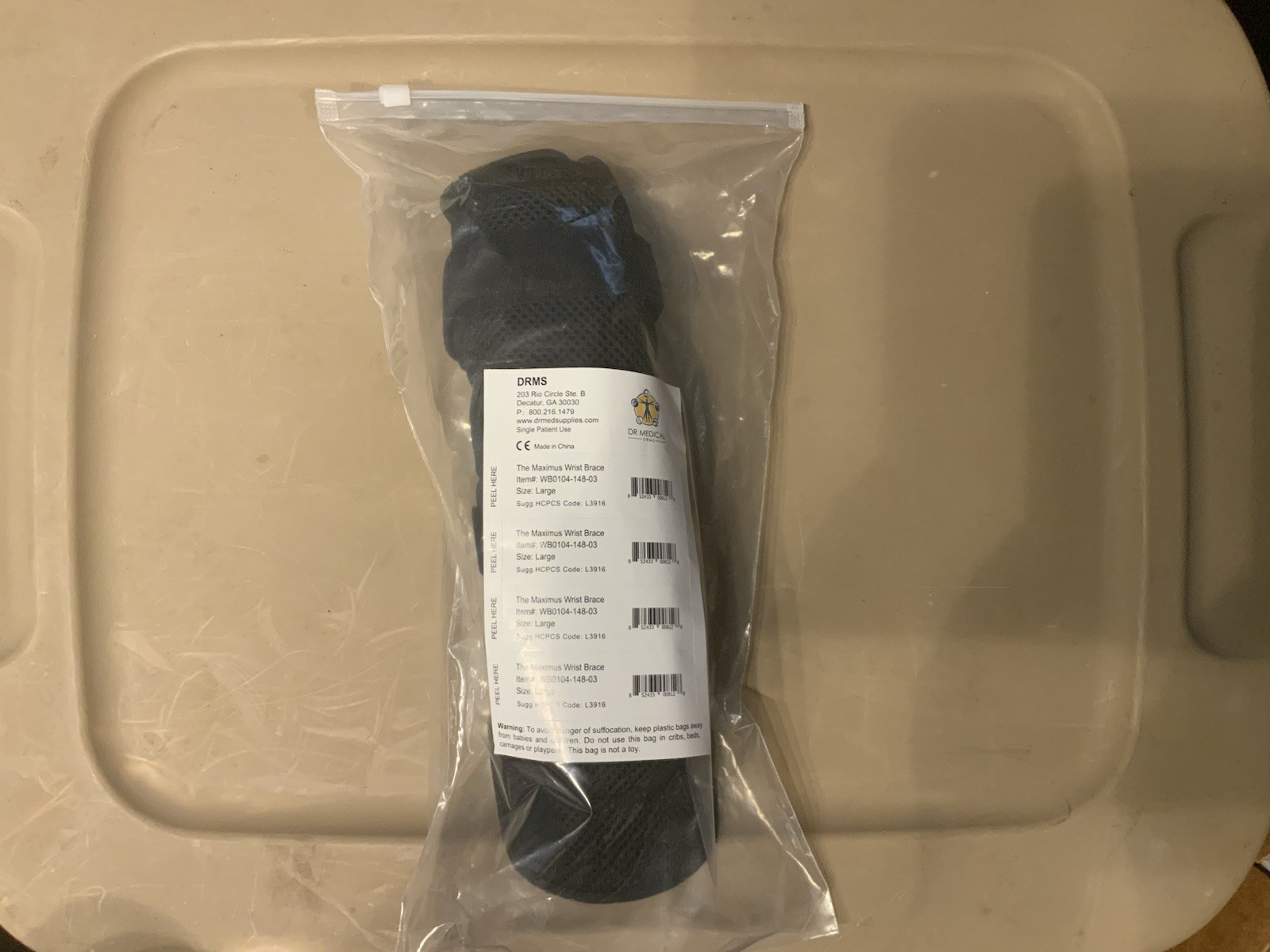 Dr Medical DRMS The Maximus Wrist Brace WB0104-148-03 Large New
