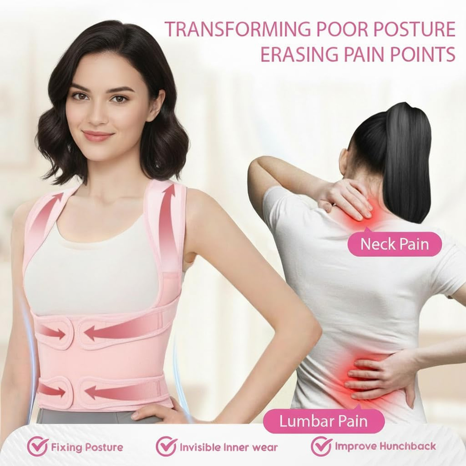 Posture Corrector for Women and Men, Full Back Support Brace, Adjustable