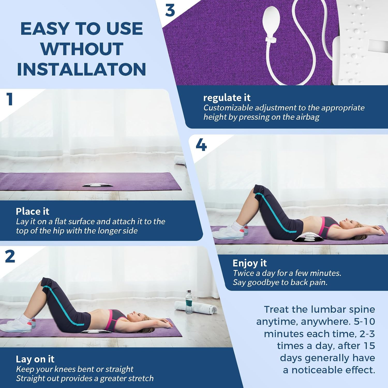 Back Stretcher for Lower Pain Relief,Adjustable Inversion Lumbar Traction Device