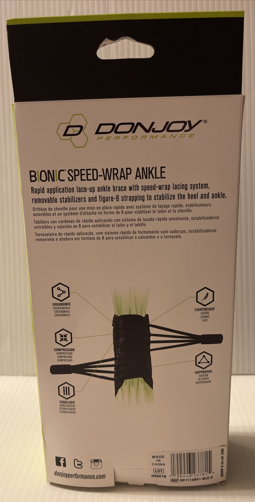 DonJoy Bionic Speed Wrap Ankle Brace – Size Small