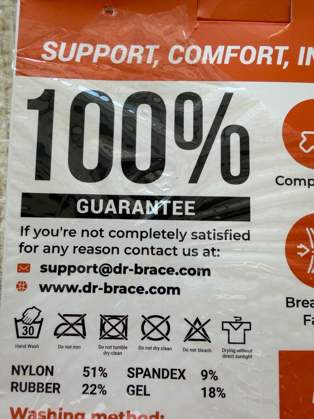 Dr. Brace Gel-Padded Elbow Brace with Removable Strap Size Large