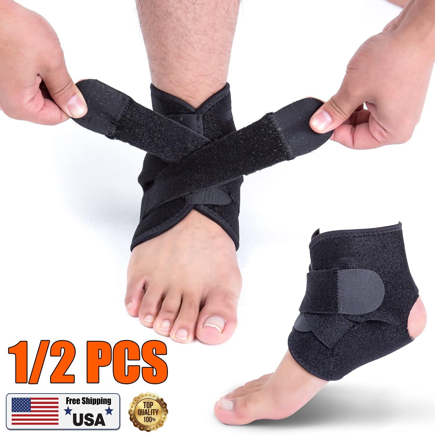 2pcs Adjustable Ankle Brace, Ankle Stabilizer for Compression & Pain Relief USA