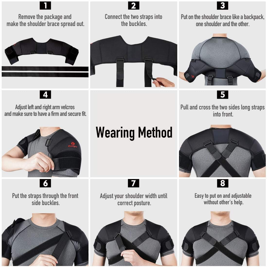 Double Shoulder Support Brace Strap Wrap Neoprene Protector,S