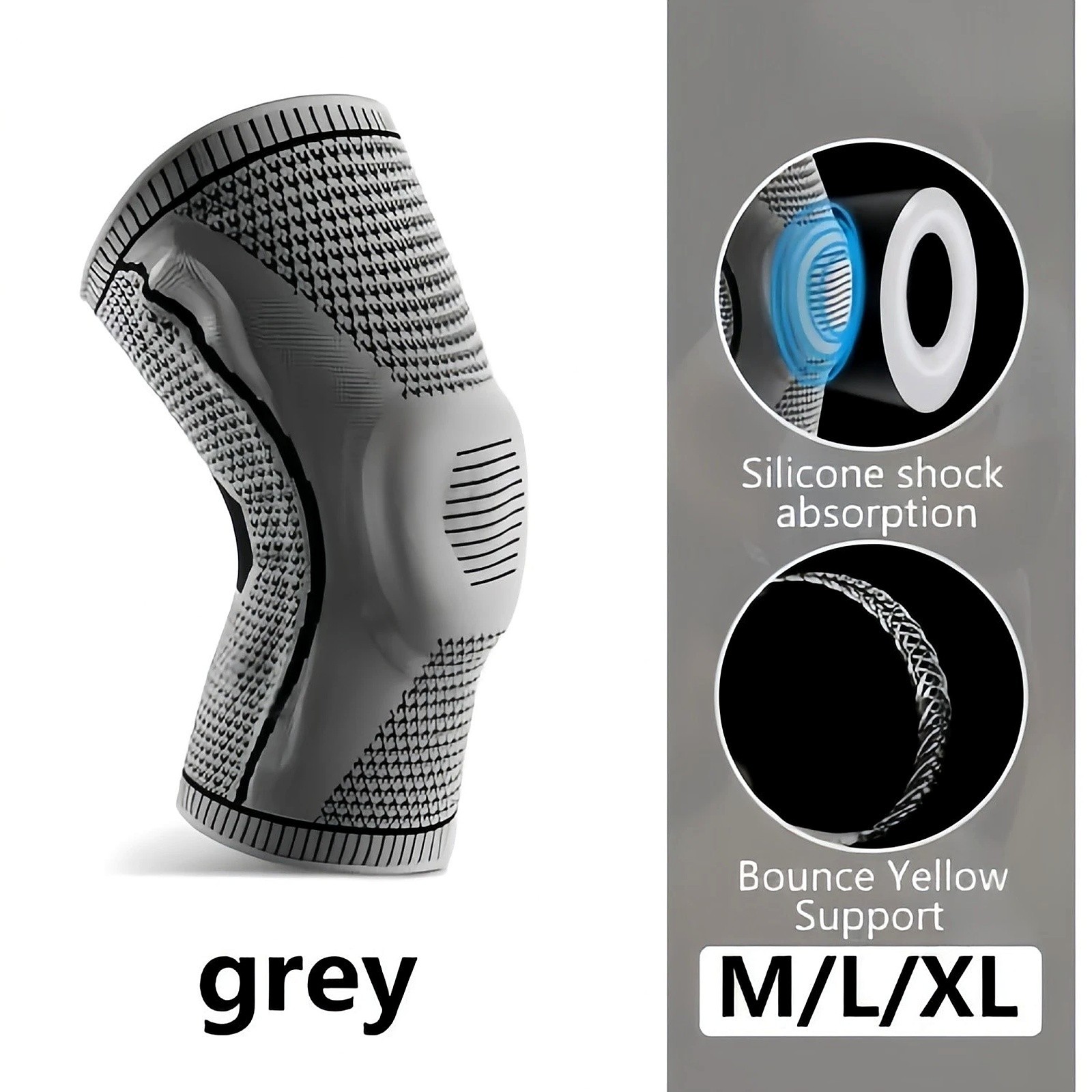 Silicone Knee Sleeve Compression Brace Support Sport Joint Pain Arthritis Relief