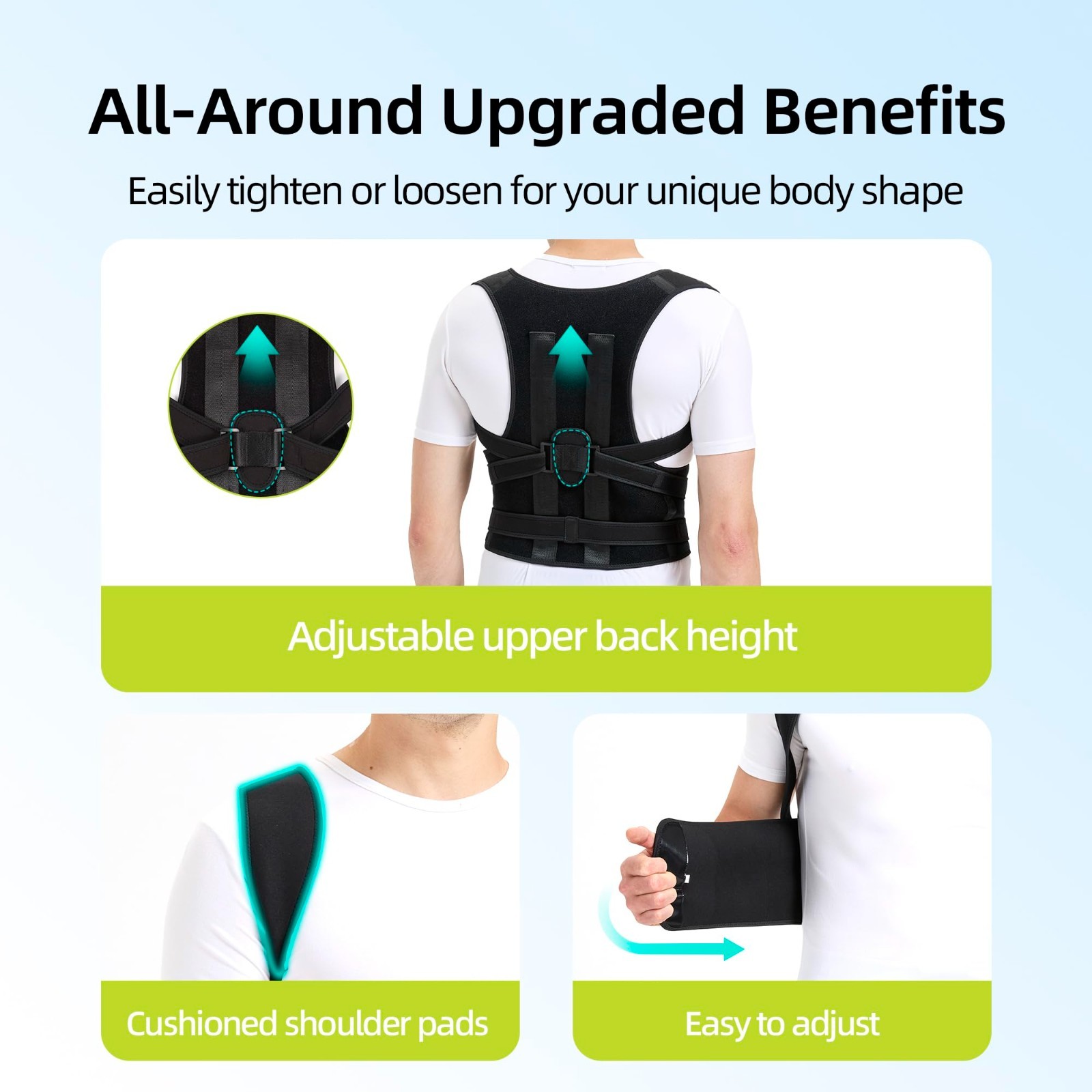 Posture Corrector Brace for Men & Women – Adjustable Back Support for Pain Relie