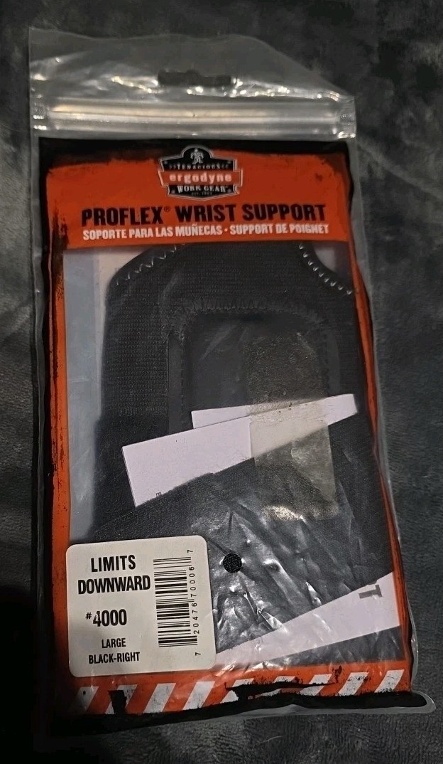 PROFLEX BY ERGODYNE 4000 Wrist Support Right Hand Large Black 7″-8″ New Opened