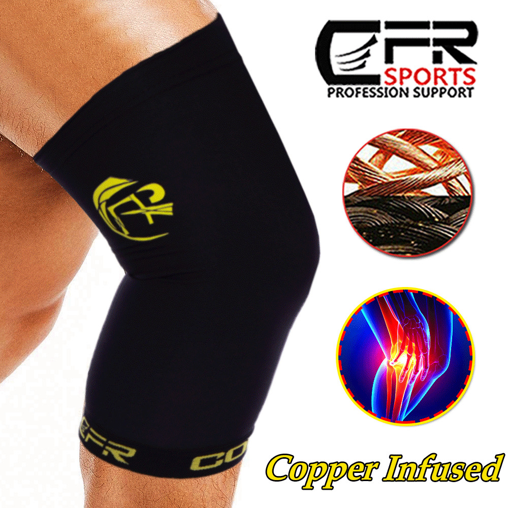 Copper Knee Leg Sleeve Compression Brace Support Sport Joint Arthritis Wrap CFR