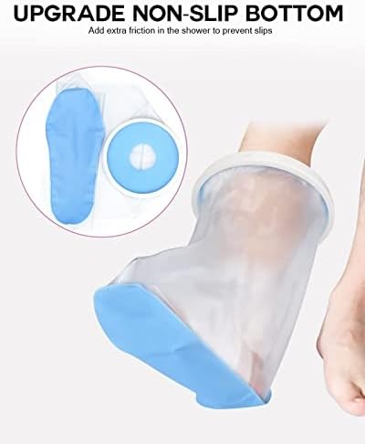Waterproof Foot Cover for Shower Adult, Foot Cast Covers with Non-Slip Padding B