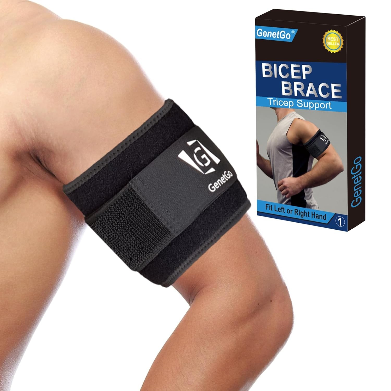 Bicep Tricep Tendonitis Compression Sleeve L/XL 4″ Width Pain Relief Support