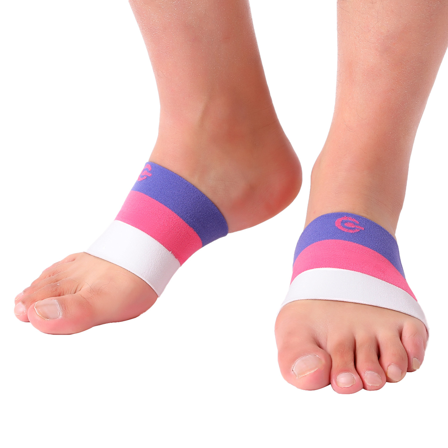 Doc Miller Arch Support Compression Sleeves 1 Pair Plantar Fasciitis VIO/PNK/WHT