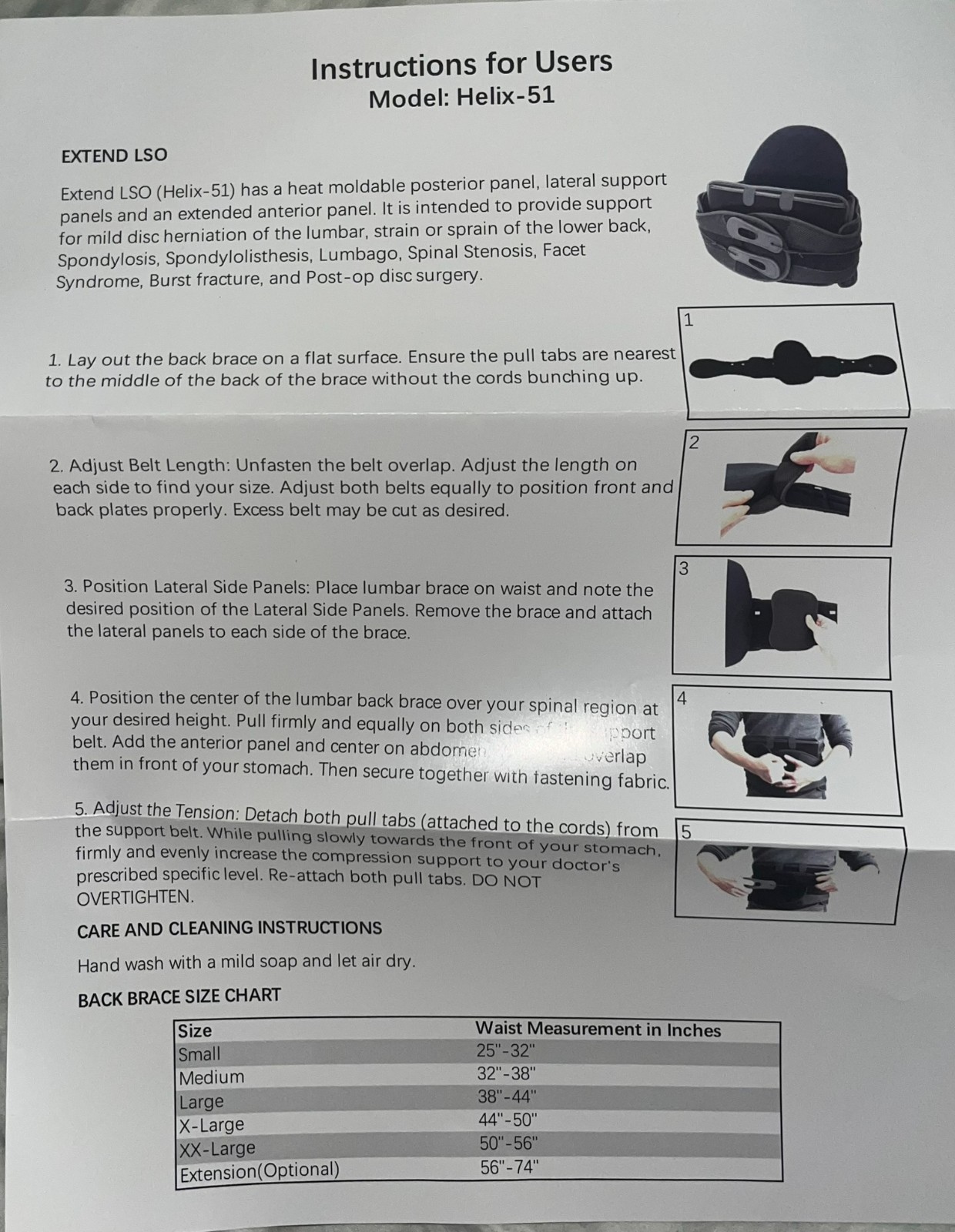 Back brace New Type: Paradigm Lumbosacral Orthosis brace Adjustable One Size