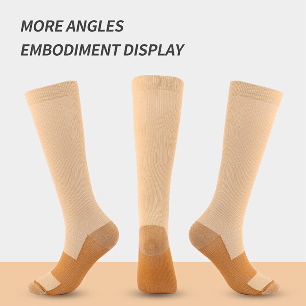 Calf-Length Compression Stockings 3 Pairs 20-30mmhg Medical Black,Beoge,White