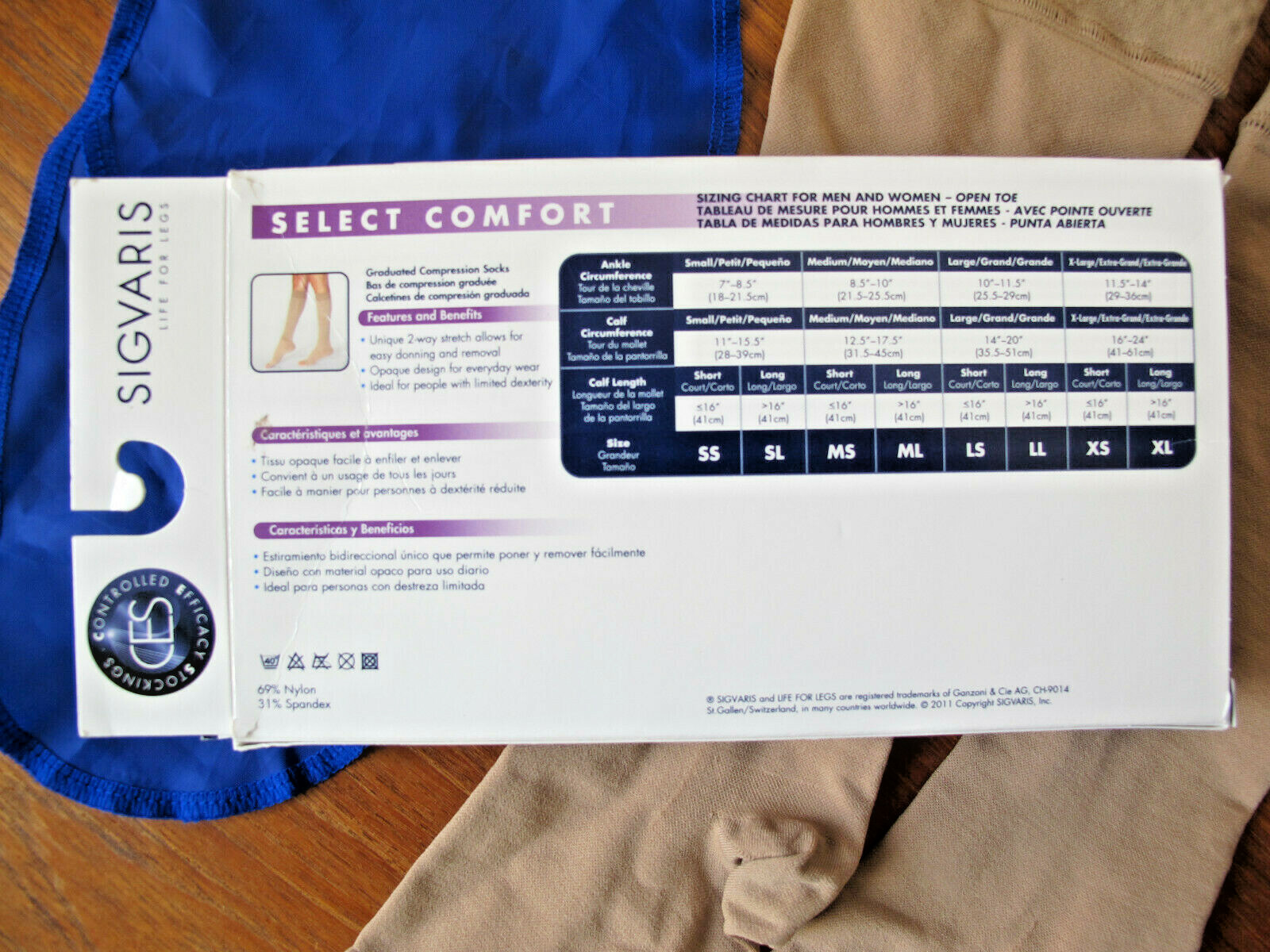 New in Box Sigvaris Life For Legs Medical Compression Socks (Open Toe) Knee Hi S
