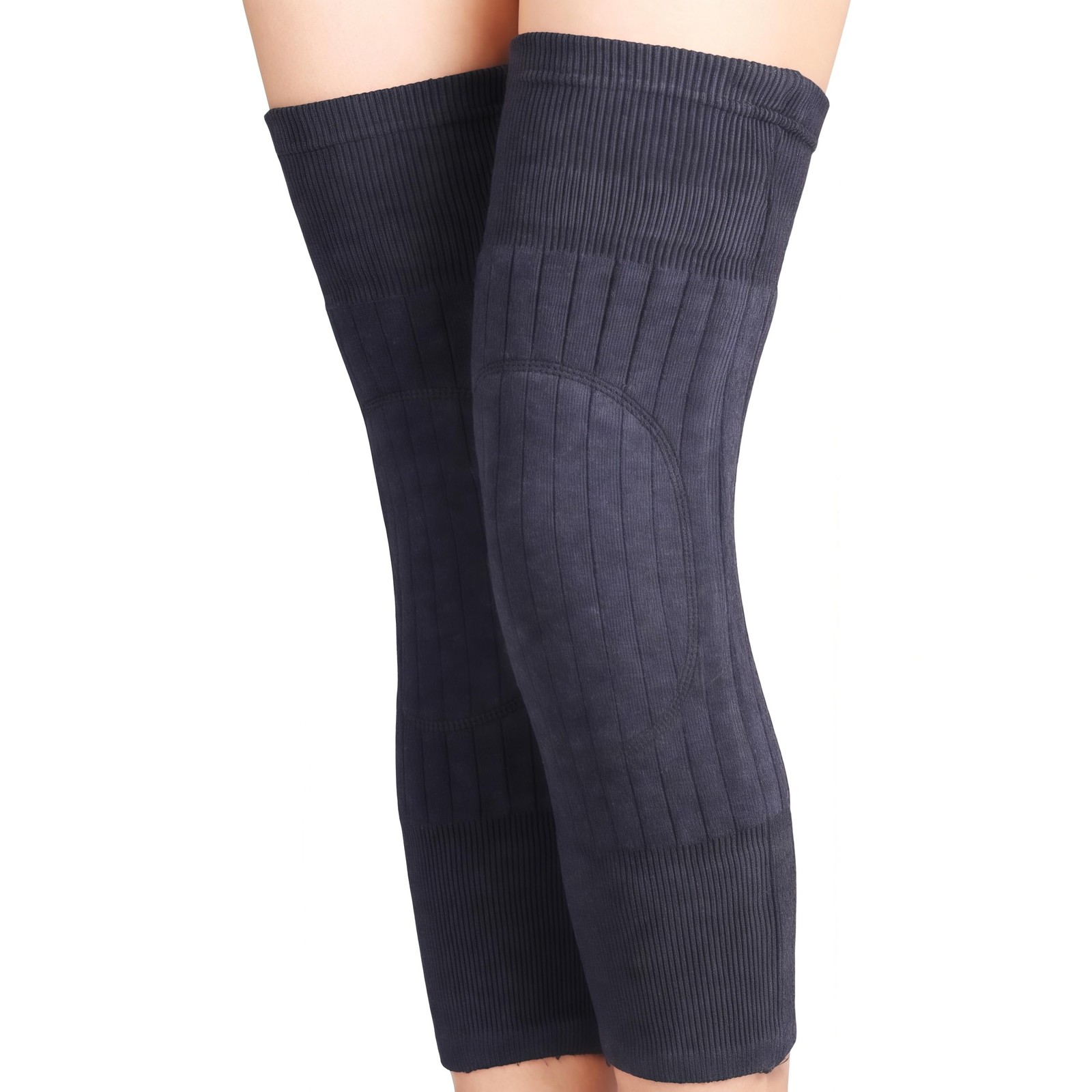 1 Pair 2PCS Unisex Adults Woolen Blend Winter Warming Knee Pads Grey Sponge Pad