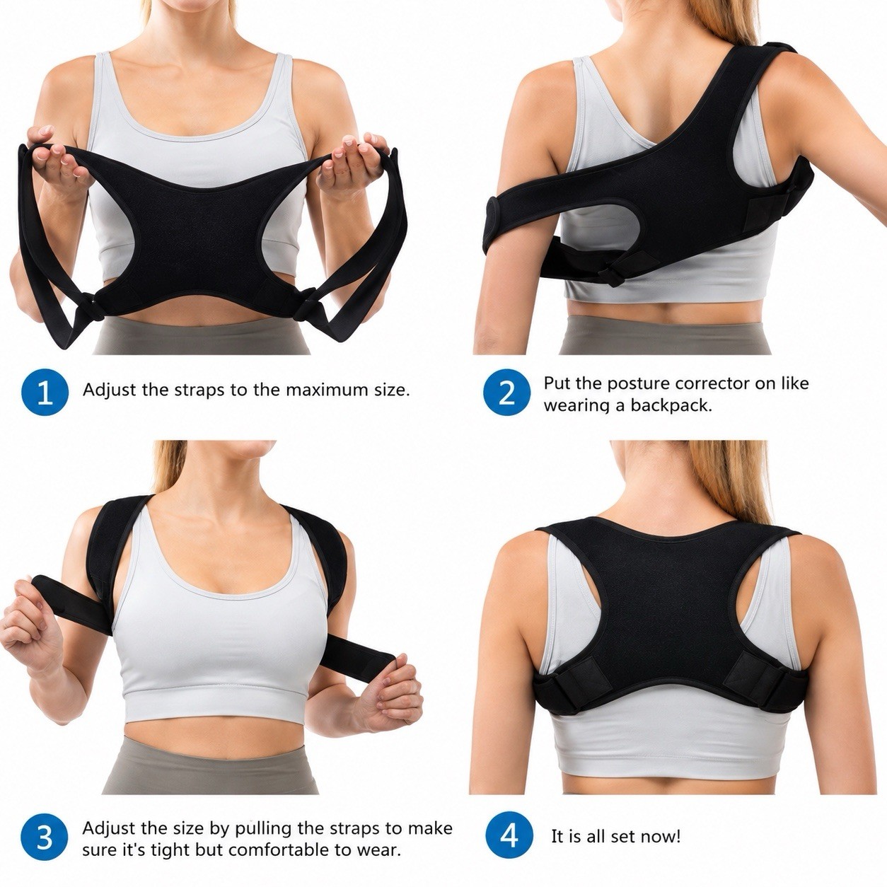 Back Posture Corrector Shoulder Straight Support Brace Belt Therapy Men Women