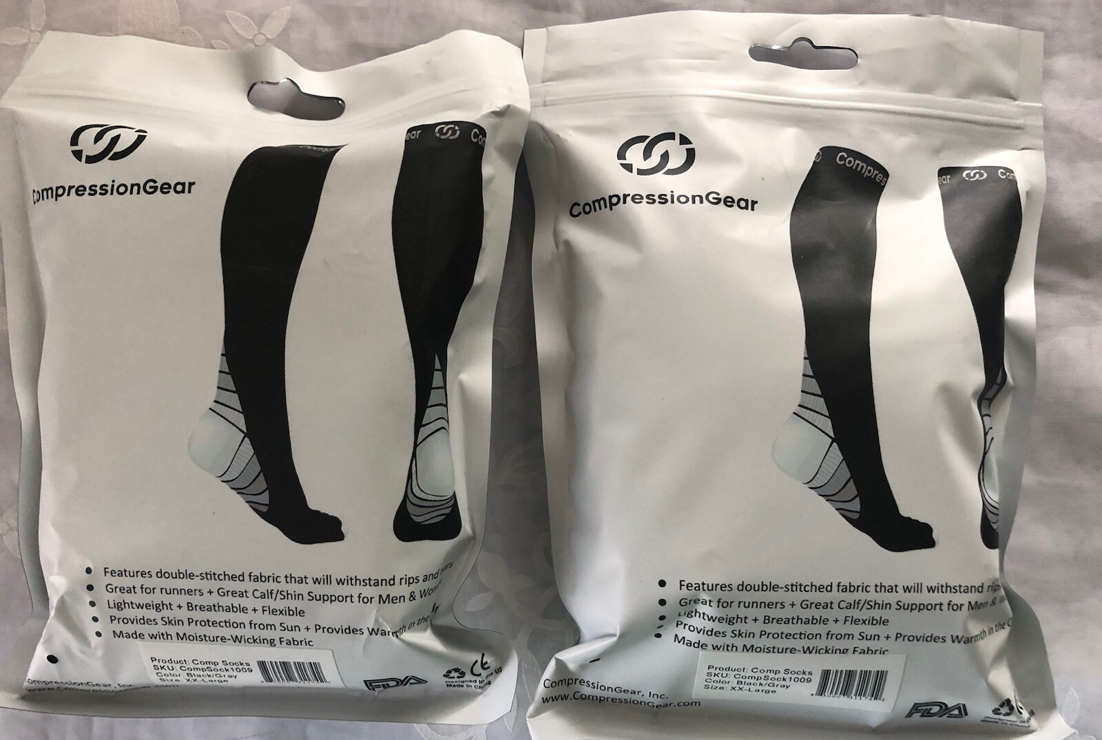 2 Pack Gear Sport Compression Socks for Men & Women 20-30 mmHg XX-Large