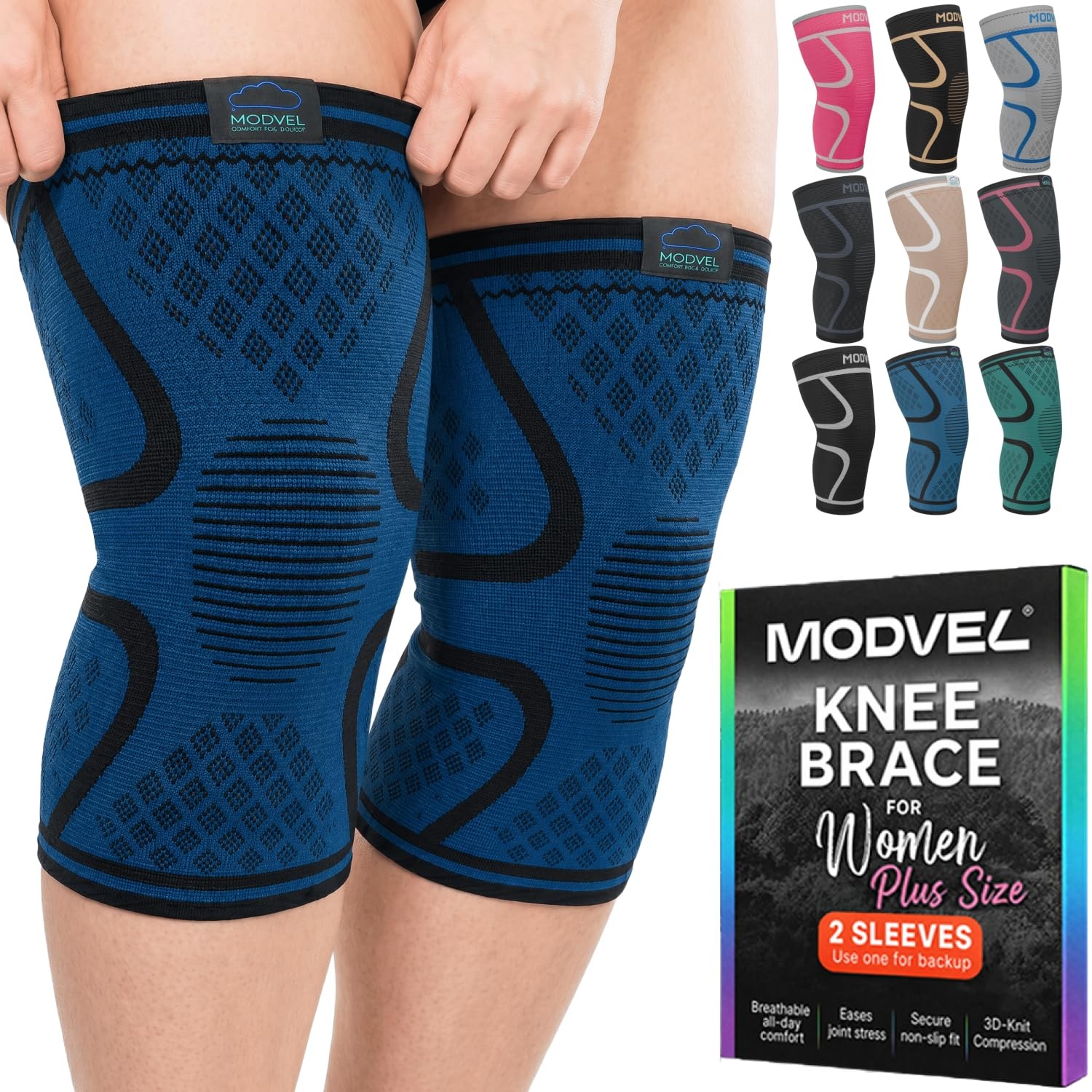 Modvel 2pk Knee Brace XX-Large V Full-blue Set A