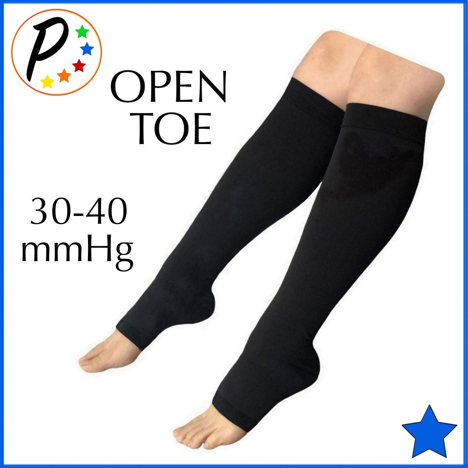 🔵 Presadee Traditional Open Toe 30-40 mmHg X-Firm Compression Leg Calf Socks