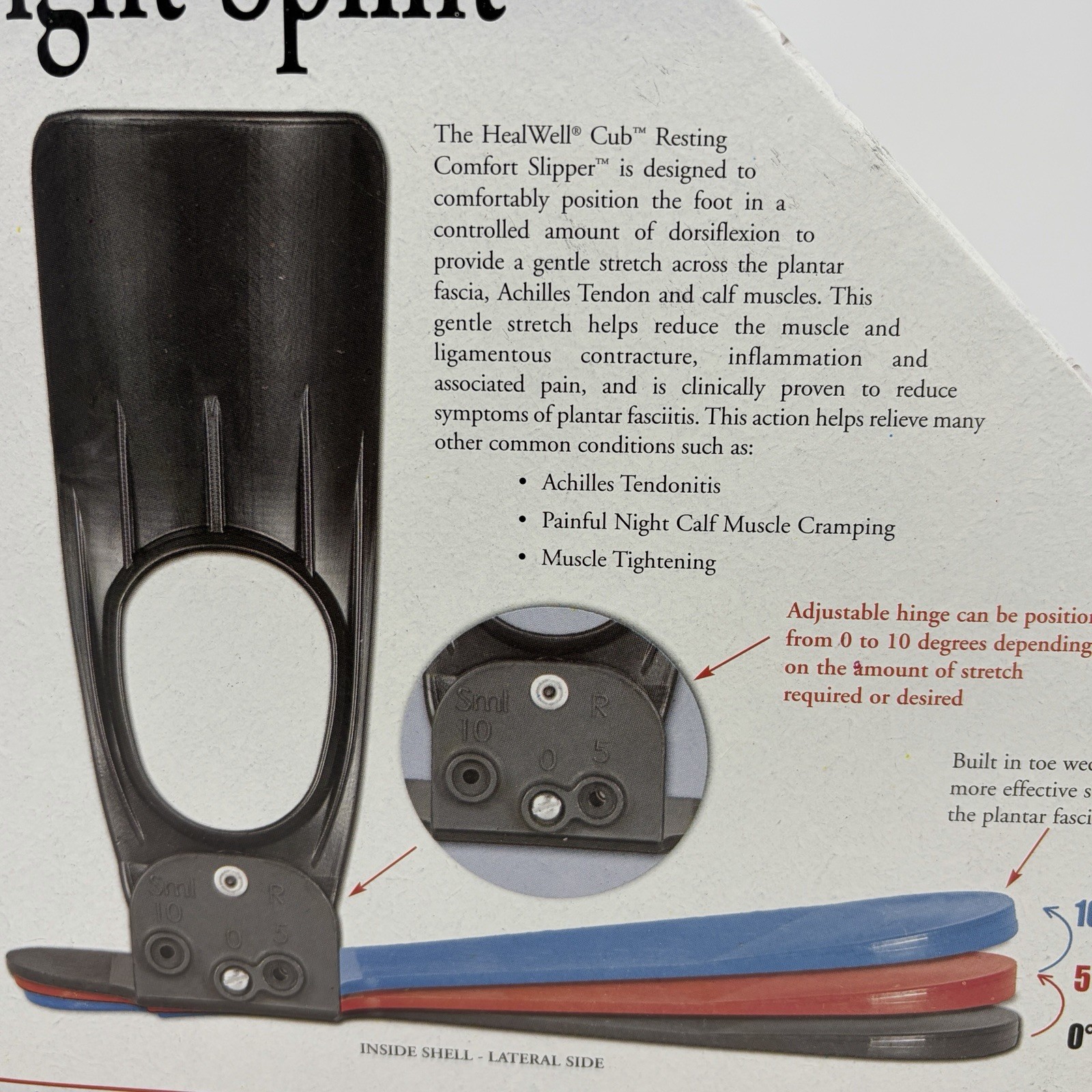 Healwell Cub Plantar Fasciitis Night Splint M, Right / Women 6-11 ½ / men 7-11½