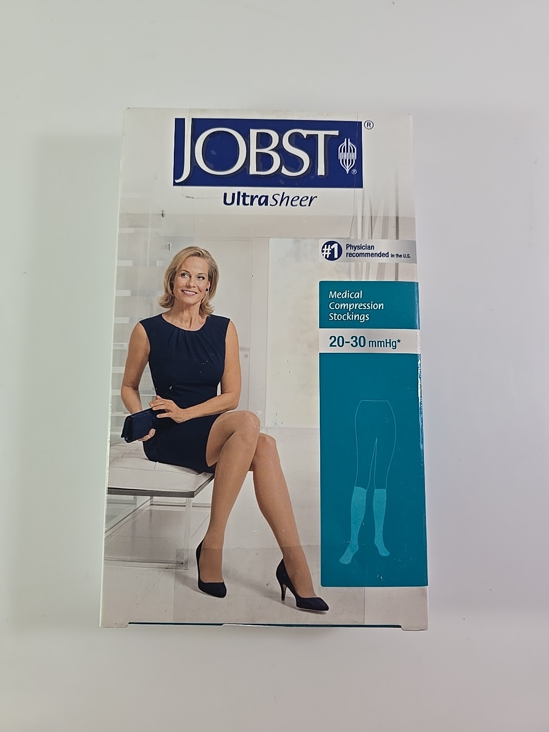 Jobst Womens UltraSheer Compression Pantyhose 20-30 mmHg Knee High Black Small