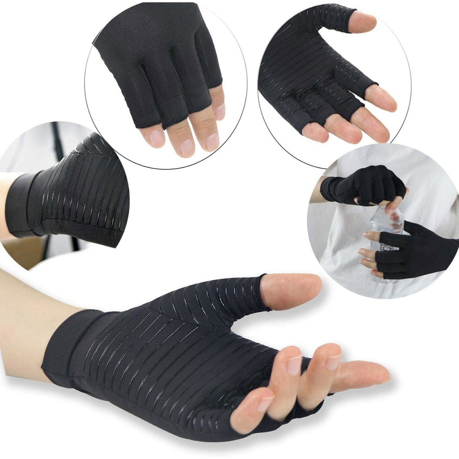 1 PAIR Copper Arthritis Compression Gloves Hand Support Joint Pain Relief USA