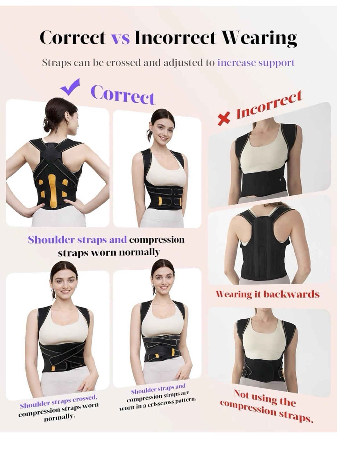 Adjustable Back Posture Corrector Brace, Ergonomic Support, Breathable Mesh
