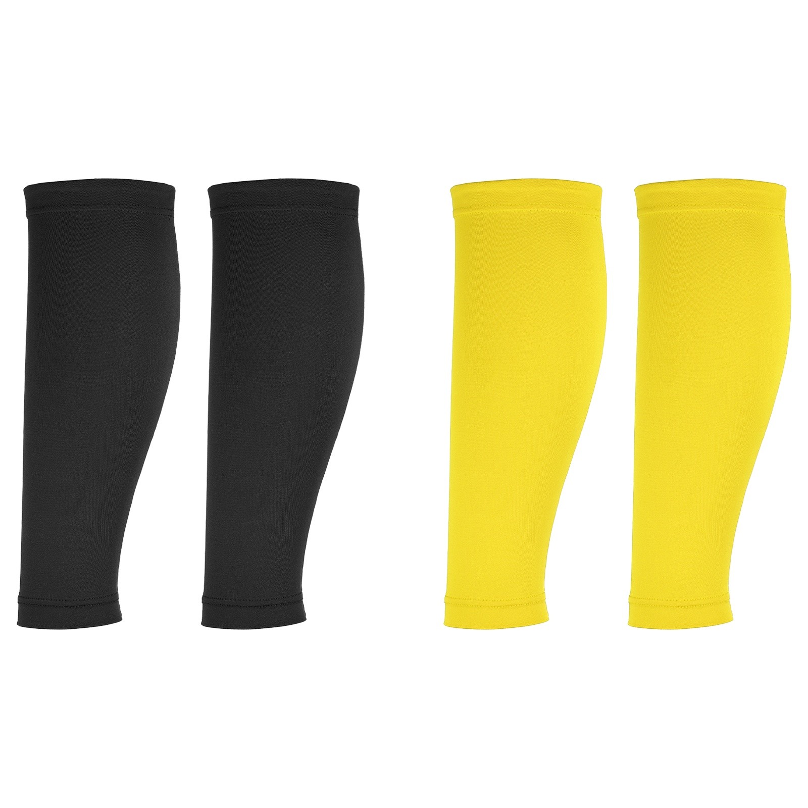 2Pair Sun Protection Leg Sleeves with Anti-slip Silicone Strips, Black/Yellow
