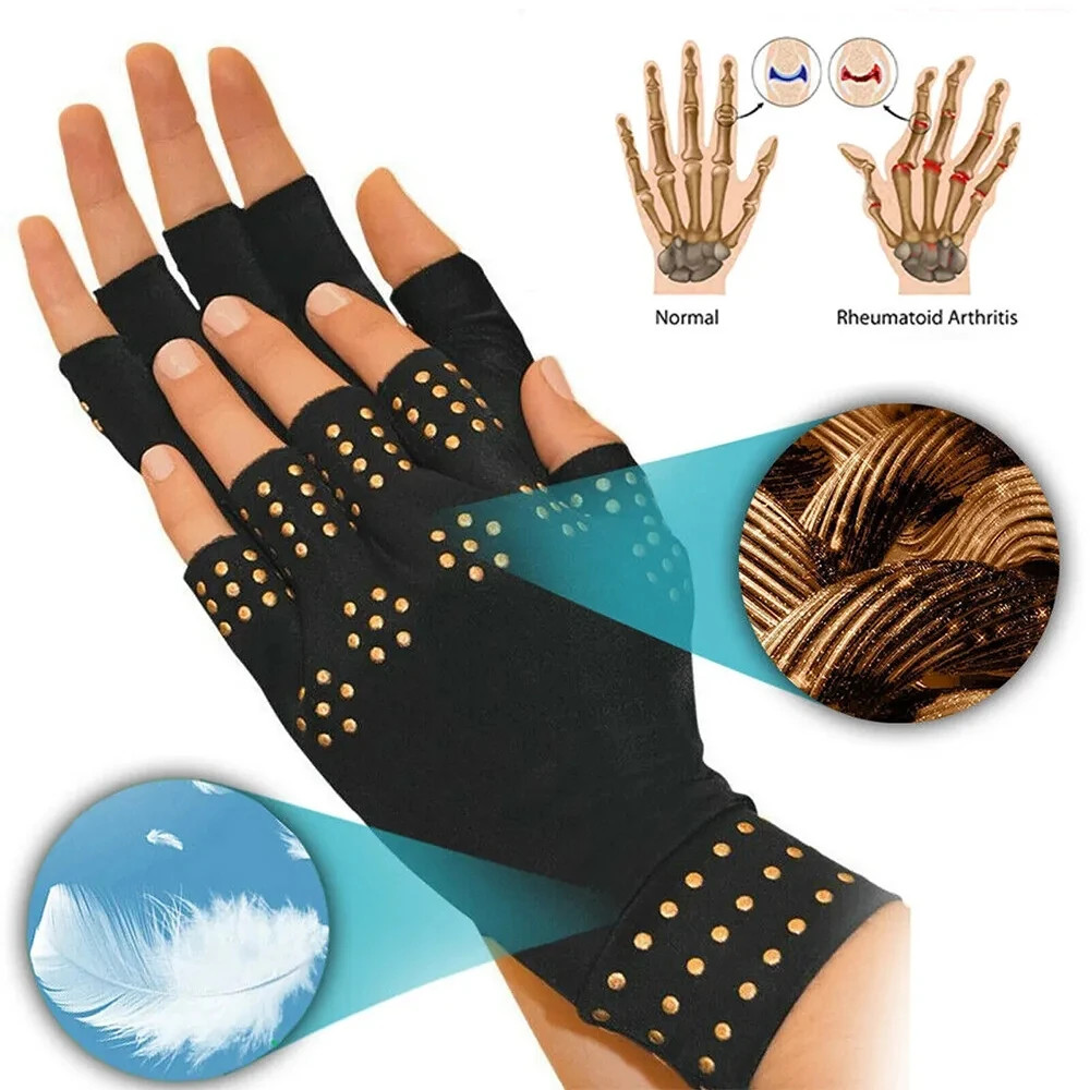 Arthritis Gloves Fingerless Magnetic Compression Support Hand Joint Pain Relief