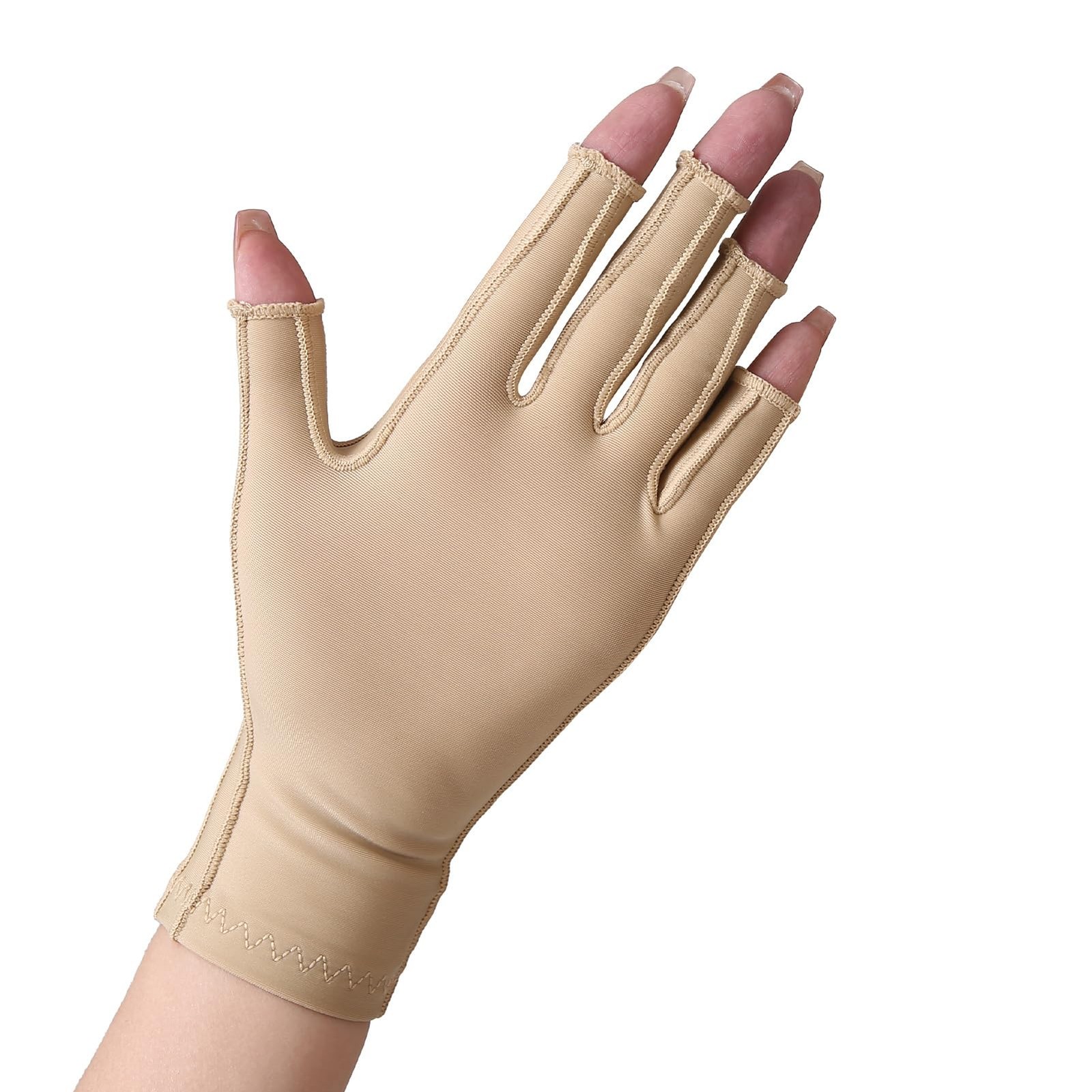NURCOM Compression Arthritis Gloves, Open Finger, Beige M | Carpal Tunnel, Tendi