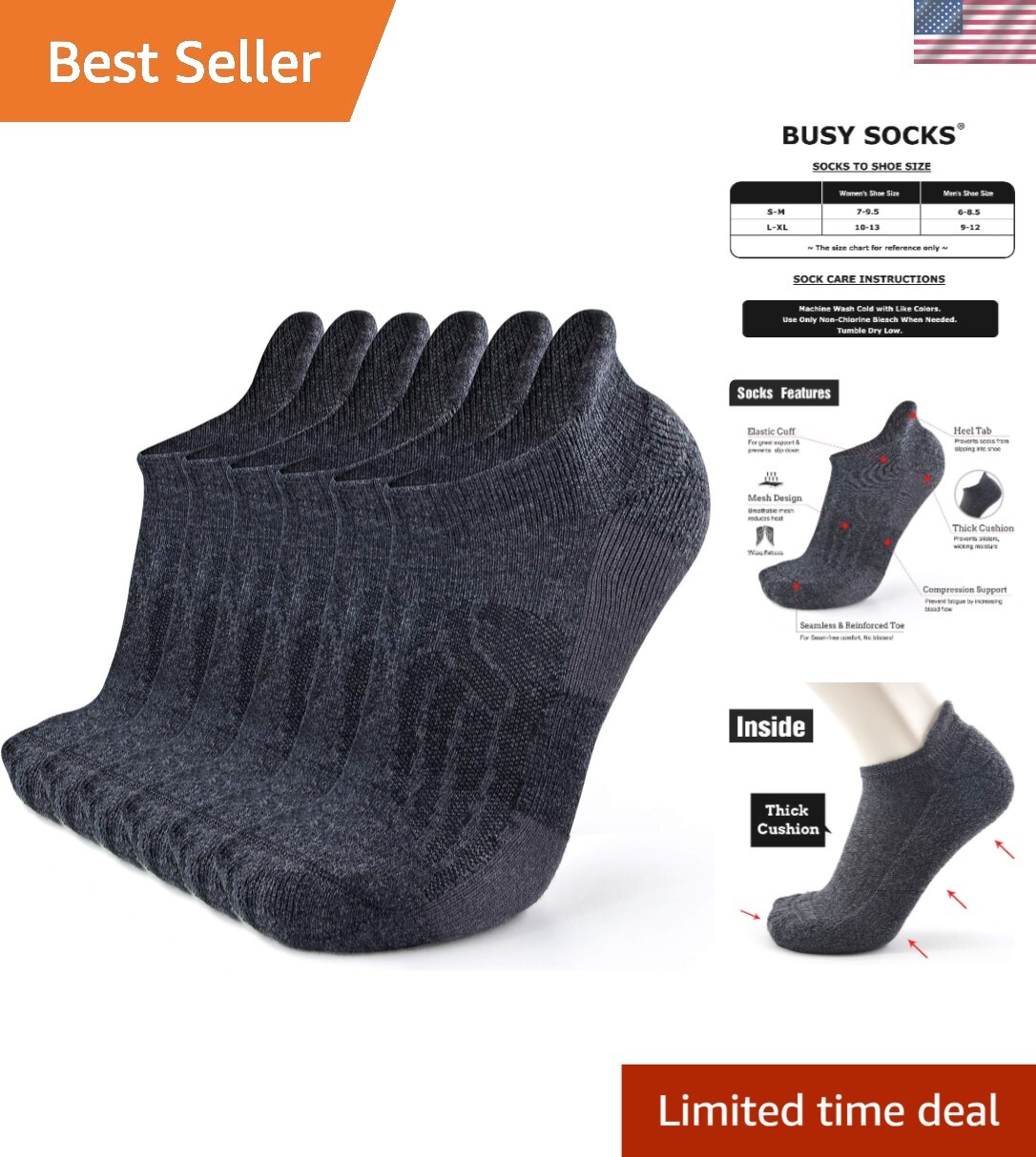 Premium Merino Wool Running Socks – 6 Pairs with Moisture Control & Cushioning