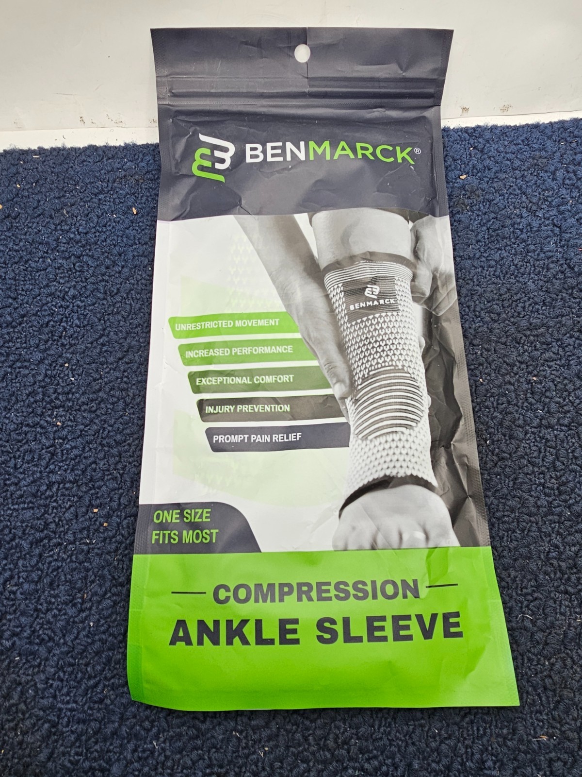 BENMARCK Compression Ankle Sleeve Achilles Tendon Support Brace, Fjord Blue